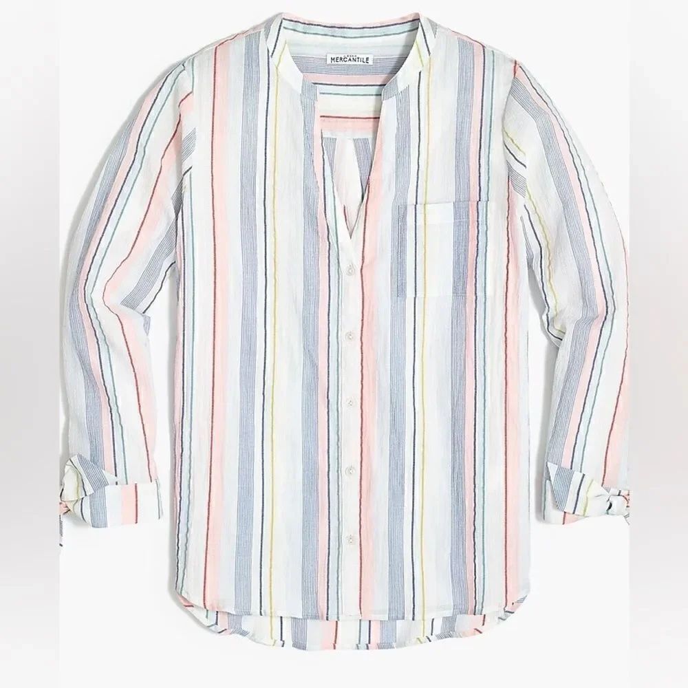 J.Crew Mercantile Striped Tie-sleeve button-up shirt